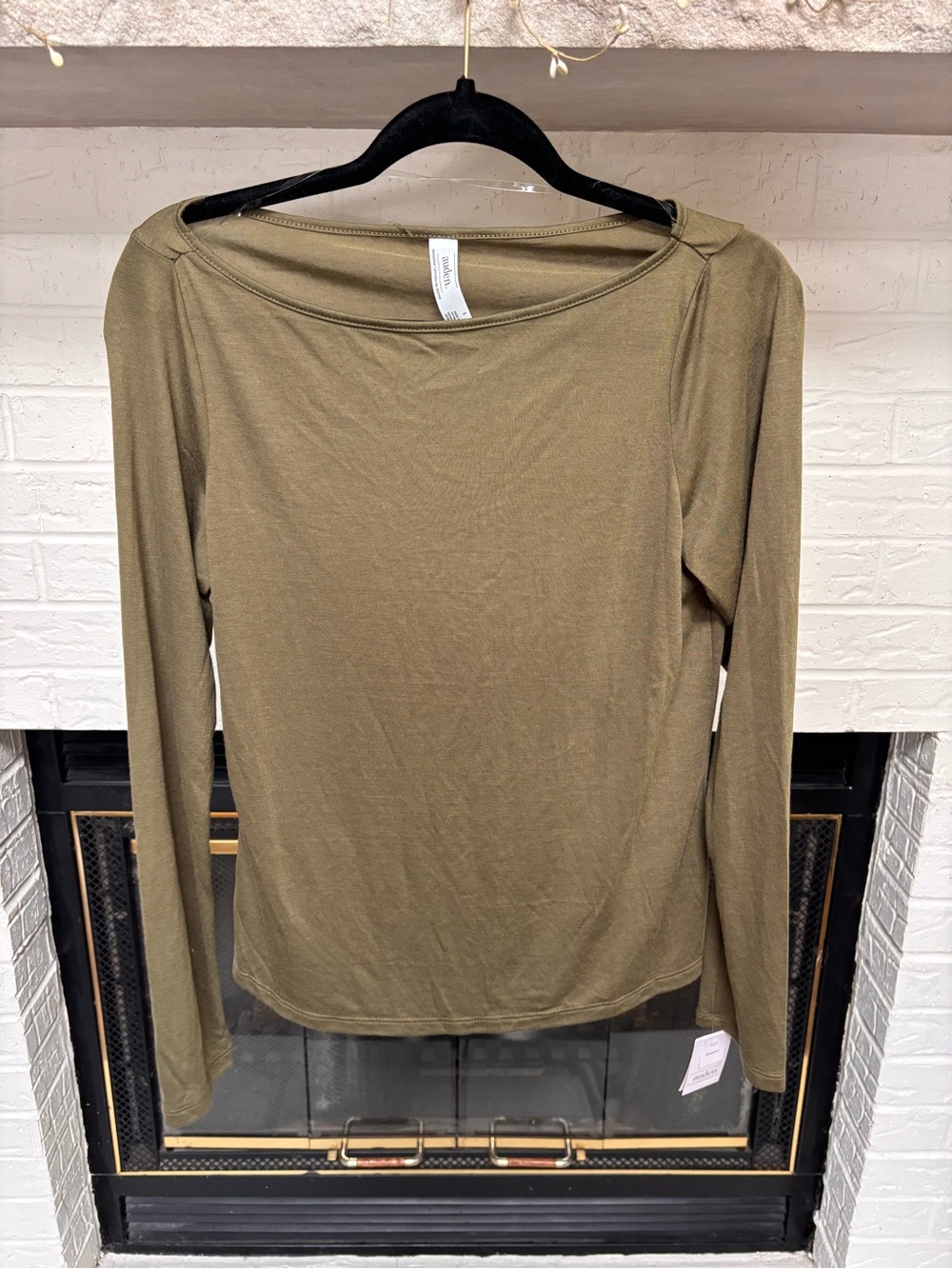 Auden Olive Boatneck Long-Sleeve Top